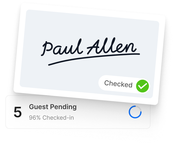 Hostess check-in view with a signed consent card