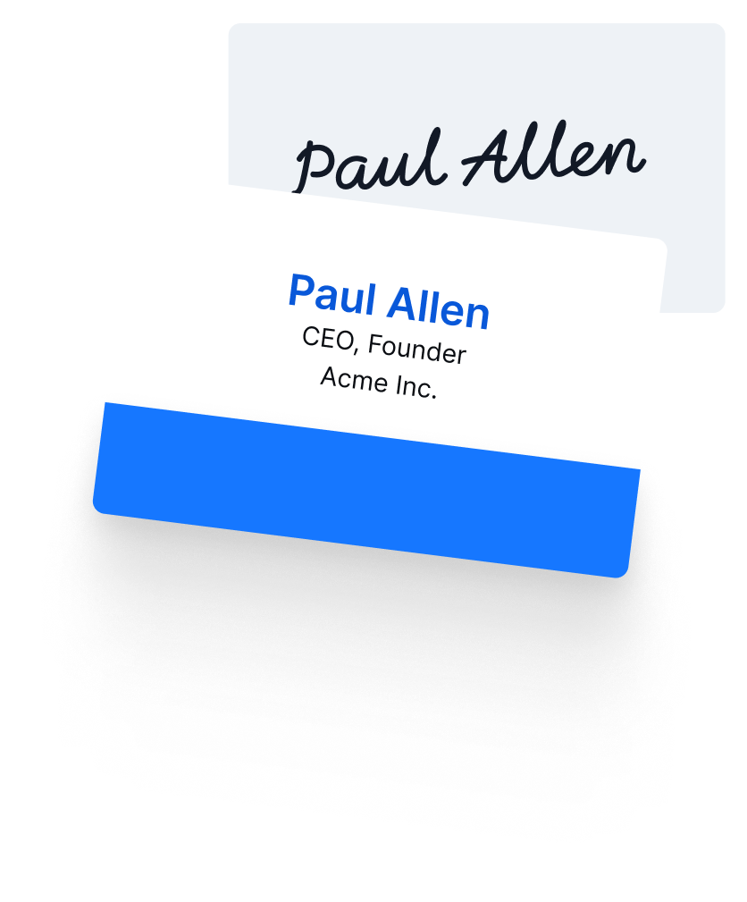 Signed check-in card and printed badge for a participant